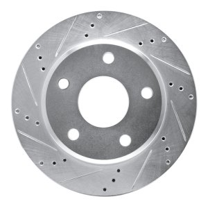 Dodge Dakota Brake Rotor (1) - Front Left - R1 Concepts - Drilled & Slotted - Silver - `05-`11
